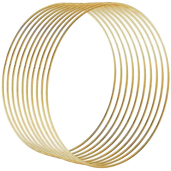 Metallringar, 10 st, 25 cm ø, guldbelagda, trådringar för
