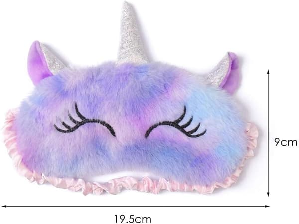 Plussøvnmasker, Søt 3D Fluffy Unicorn Øyemaske, Barnesoppmaske
