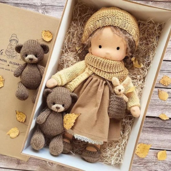 Waldorf Doll Plysch Baby Doll Handgjord plyschdocka med kläder style 2