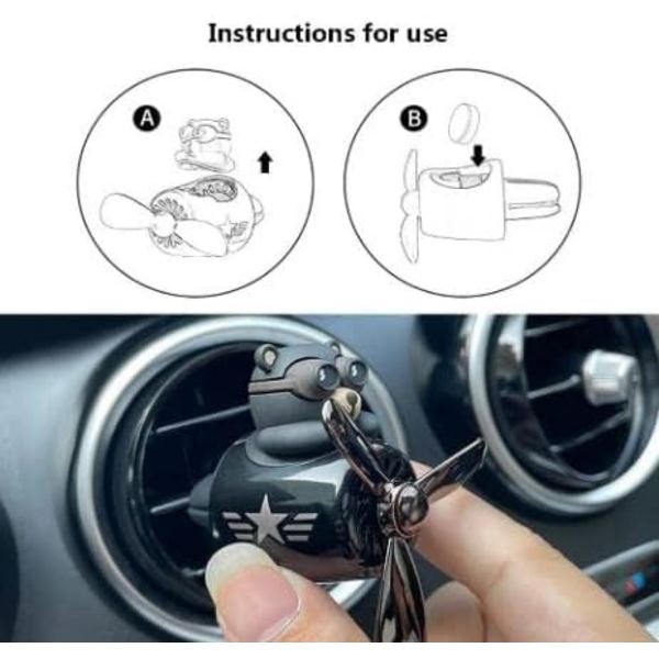 1. tecknad björnpilot-auton tuuletusaukko koriste tuuletin ilmanpoisto kiinnike aromaterapia, auton aromaterapia tarvikkeet autotarvikkeet