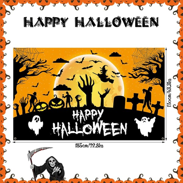 Stor Halloween-bakgrunnsbanner - Orange Moon Pumpkin