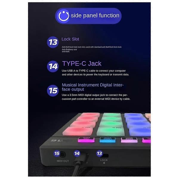 B16 MIDI-keyboard perkusjonspute - for musikkproduksjon DJ-kontroller arrangør