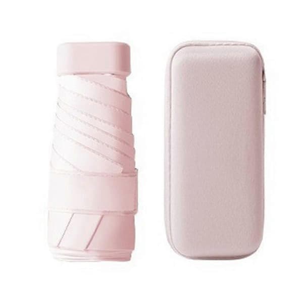 Solparaply Bærbar Lommekapselparaply Soltæt Paraply til Både Regn og Solskin Pink