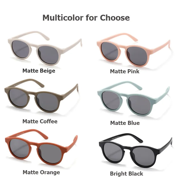 2023 Fashion Kid's First Sunglasses Round Flexible UV400 Polarized Girls Boys Silicone Sun Glasses for Ages 3-12 Years Children 3-12 Years Old