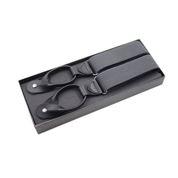 Unisex elastiska hängslen för män Justerbar byxhängslensknapp Grey