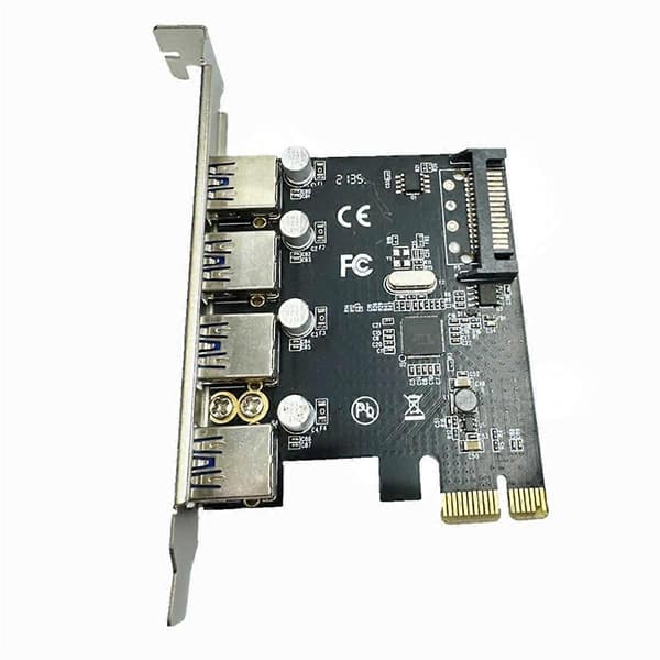 4-portars USB 3.0 PCI-E expansionskort PCI Express PCIe USB 3.0 Hubadapter 5 Gbps Riser Controller Extender med SATA-ström