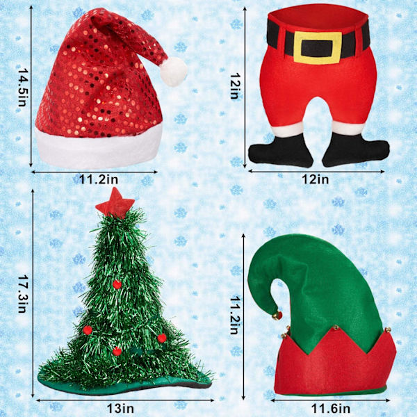 6 Stykk Julehatter Xmashatt Juletrehatt Cap Nissehatt Spiralhatt for