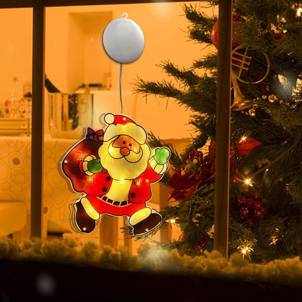2ST Santa Sucker LED-valot Ikkunalimppuvalo Fairy String Light Tracery