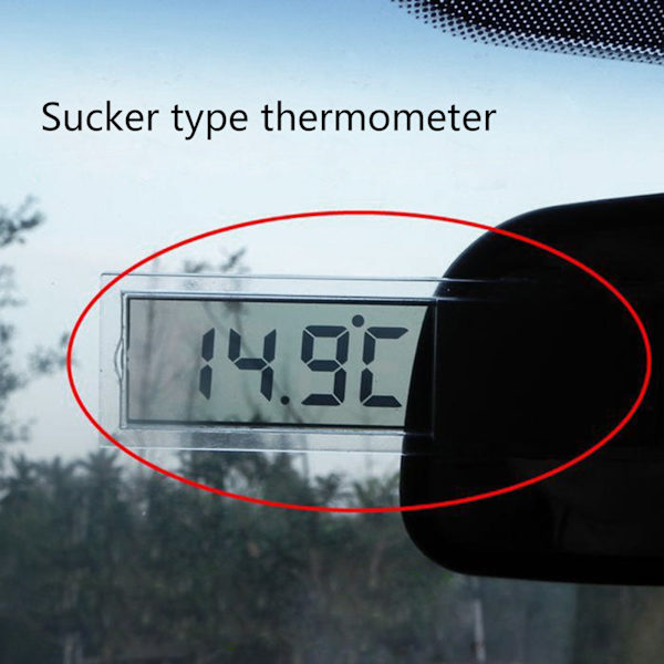 Mini Bil Bil Digital klocka Auto Watch / Automotive Termometer med Sucker null - A