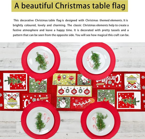 Julebordsløper, juleduksdekorasjoner, cover rektangulært