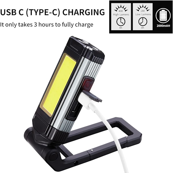 Ladattava LED-työvalo, COB-aluevalo magneettisella jalustalla