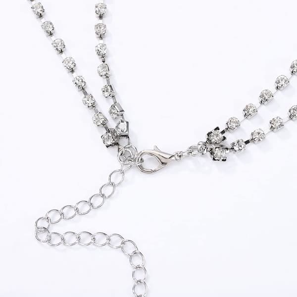 Rhinestone Body Chain Glitter Crystal BH Chain Sølv