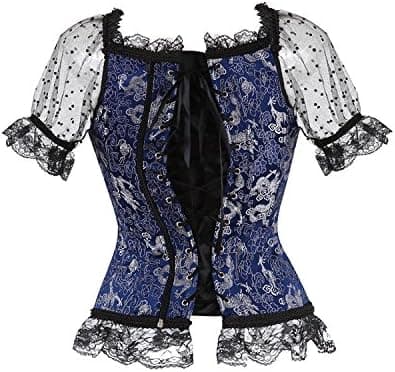 Korsetit naisille Overbust Bustier Top Gothic Sexy Shoulder 8108blue L