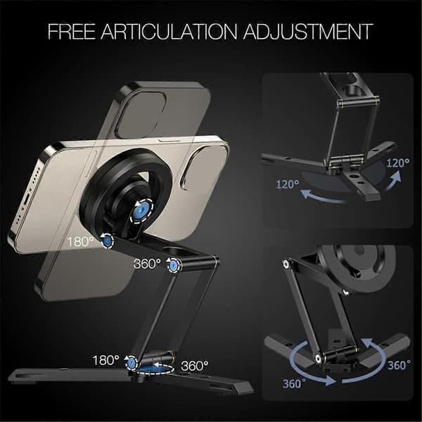 Sammenfoldeligt magnetisk stativ telefonholder til smartphone desktop holder til 15 14 13 12 magnetstativ