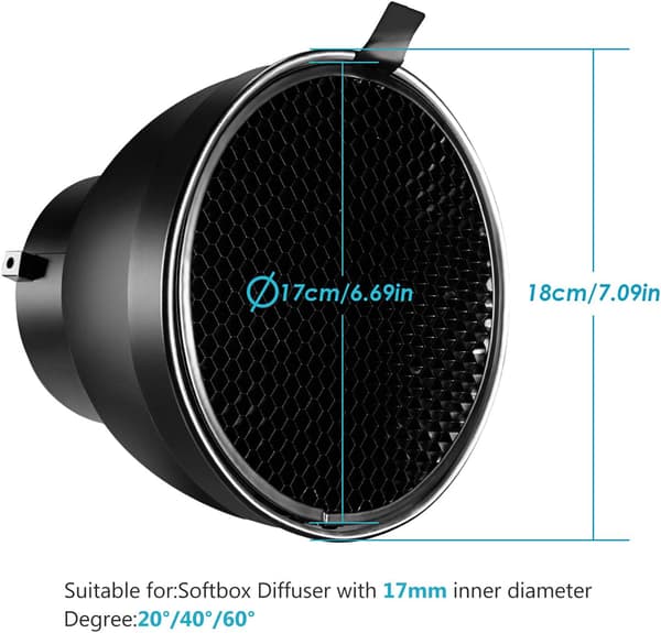18cm Standard Reflektor Mjuk Diffuser med 20/40/60 Grader Honung