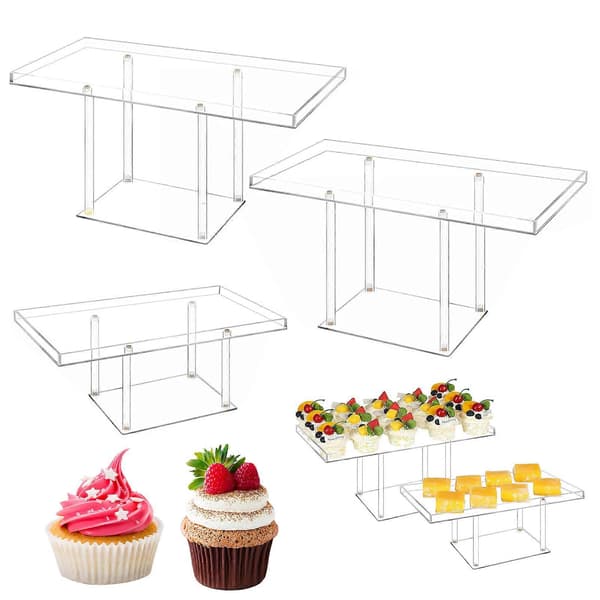 Cupcake Dessertbord Display Set Enkel Montering Mångsidig Design Transparent Dessert Bakverk Mat Godis Våningsfat Kakfat