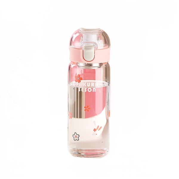420 ML enkel flip-top glaskopp, bärbar blomtekopp, Pink