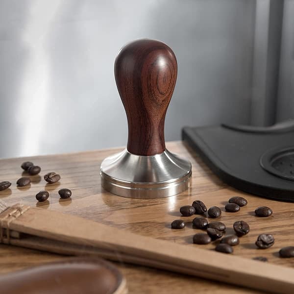 51 mm kaffepresse med 304 rustfrit stål tampermåtte, flad base