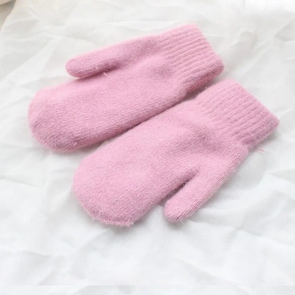 1 par Dame Vinter Hold Varm Plys Handsker Elasticitet Bløde Hel-finger Vanter white one size