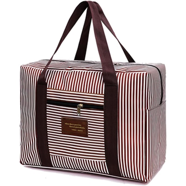 Ultralätt resväska i nylon, vikbar duffelväska (brun)