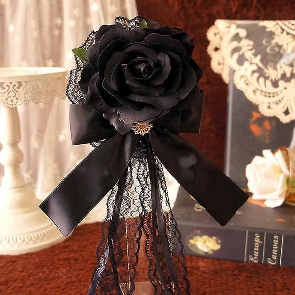 Hårspenne med blondebue Gotisk blondebarrette Lolita rosebue hårtilbehør