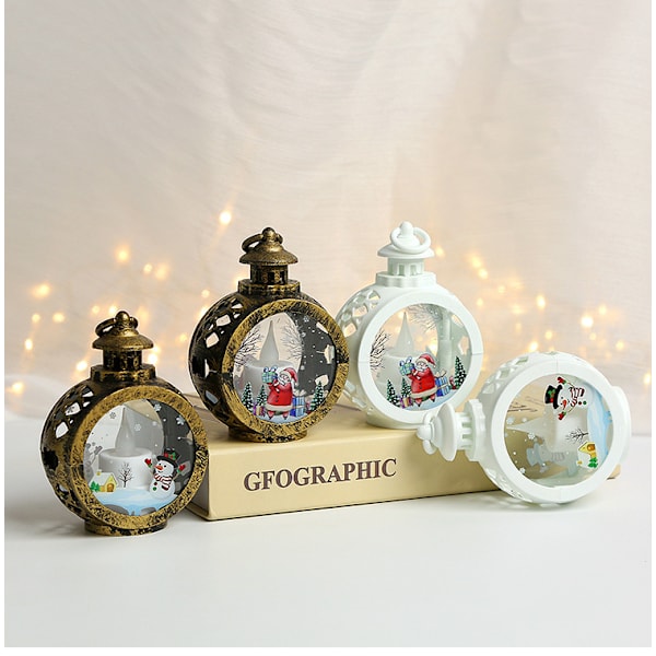 Julrund LED-handlampa - Gammal gyllene jultomte, jul