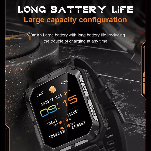 2023 Ny C20 Pro Smart Watch 1,83 tum Music Bt Call Herr Utomhussport Fitness Tracker Puls Blodtryck Smartwatch Black