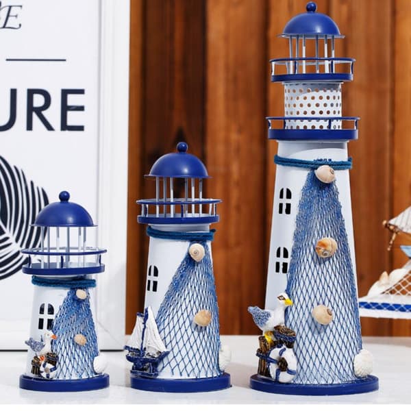 Mediterranean Tower Candle Lighthouse Iron Lysestake hjem Met Random style 2