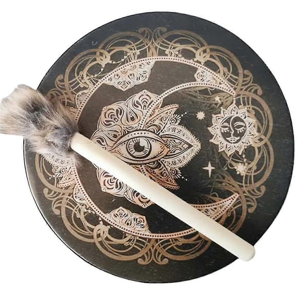 Måneformet tromme Månestil Lydefterligning Fåreskinds Percussioninstrument 25cm
