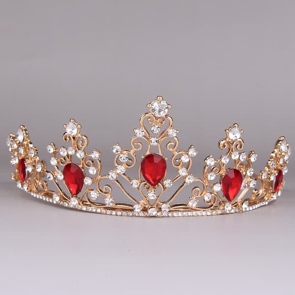 1 stk. Rød Ædelsten Krone Barok Dronning Krone Rhinestone Krone Bryllup Tiara Bryllupsfest Tiara