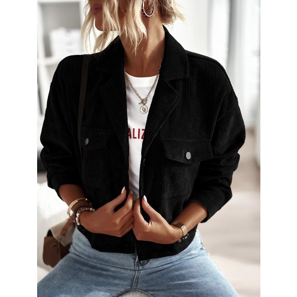 Damtemperament Casual Damkappa 2023 Enfärgad Allmatchande modetopp black L