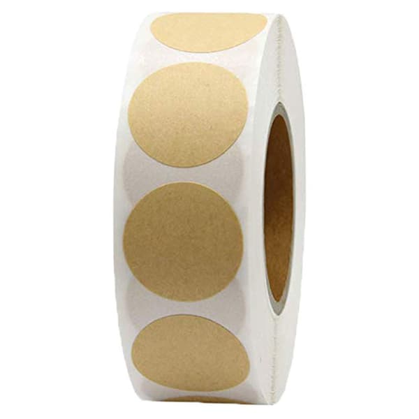 500 kpl, 25 mm - Ruskea Kraft pyöreät tarrat