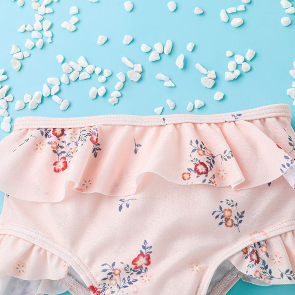 Badkläder för tjejer ärmlösa kamisolshorts Tvådelad bikinibaddräkt --- Tryck (Storlek 100)