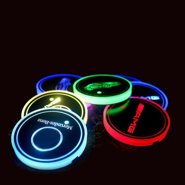 LED Bil Interiør Coaster Drikkekopholder Genopladelig 7 farver