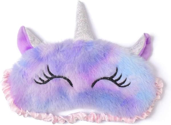 Plussøvnmasker, Søt 3D Fluffy Unicorn Øyemaske, Barnesoppmaske