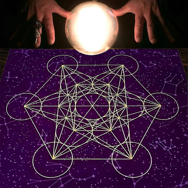 Metatrone's Cub Crystal Grid Altare Tarotduk Duk Sammet Astrologi Tarot Spådomskort Bordsduk Gobeläng 60*60cm