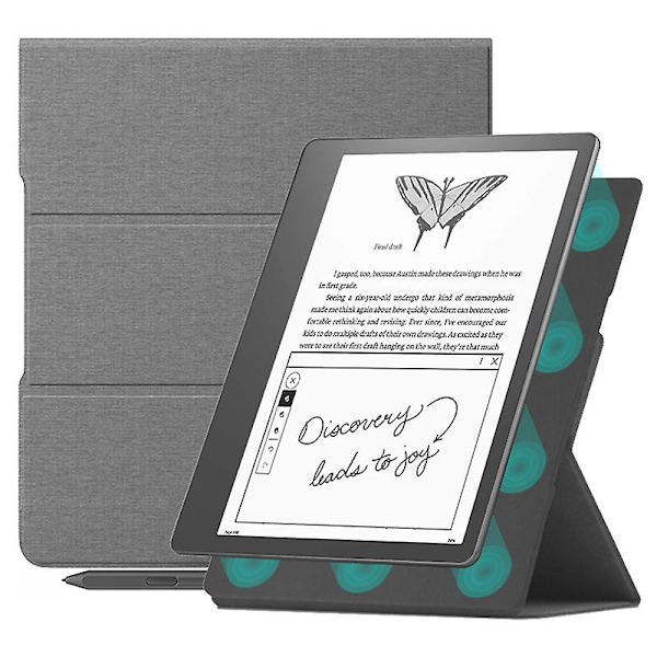 For Amazon Kindle Scribe Magnetisk E- case PU Lærstativ Cover Grey