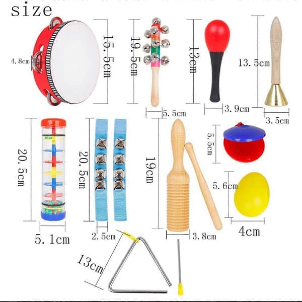 10 stk Orff perkusjonsinstrumenter sett for studenter barn barnehage tidlig utdanning musikklasse perkusjon