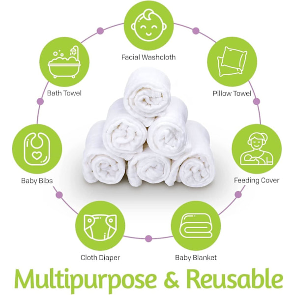 MimaDu Organic GOTS Burp Cloths Organic 25 X 25 Cm Baby Washcloth Baby Muslin Cloth Baby