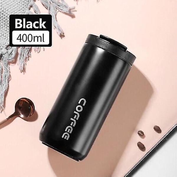 500 ml isolerad kaffemugg kopp rostfri stålkolv Vakuumläckagetät black1