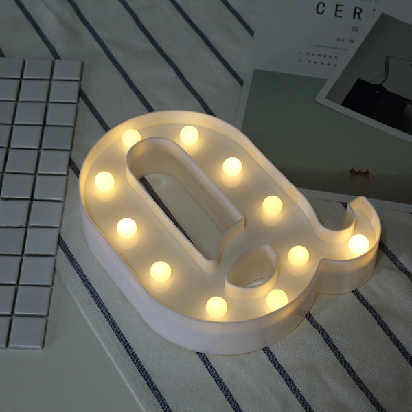 Dekorativ LED Light Up Number, Light Up Number Skylt för Nattljus Bröllop Födelsedagsfest Jul Hem Bar - Letter Lights-Q