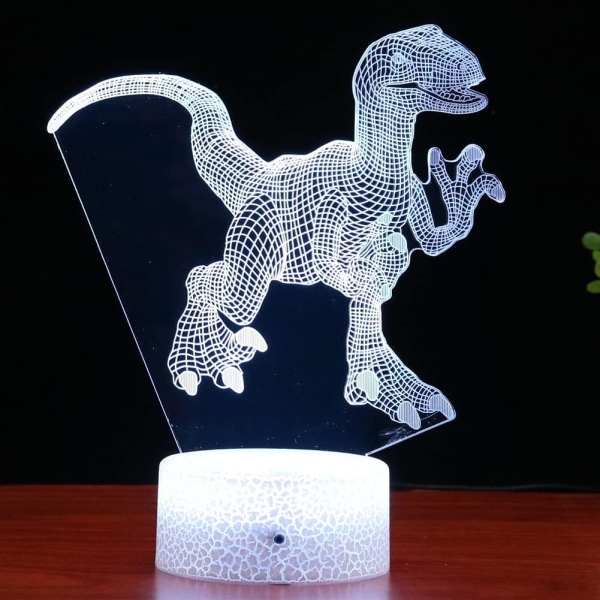 3D Illusion lampa Dinosaur Night Light för barn, barn säng