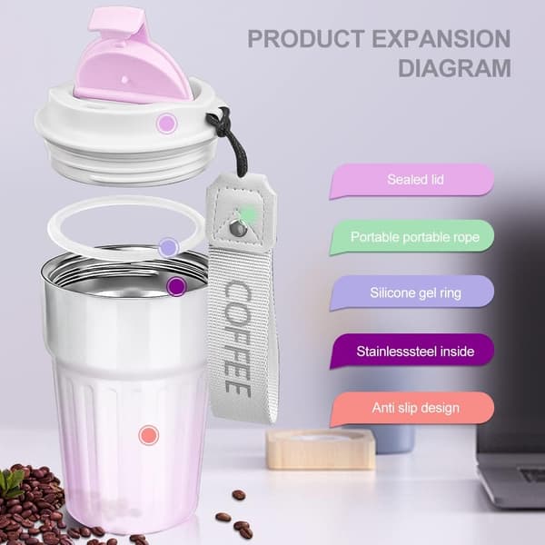 400 ml mugg i rostfritt stål (rosa) Läckagesäker kaffe- och temugg