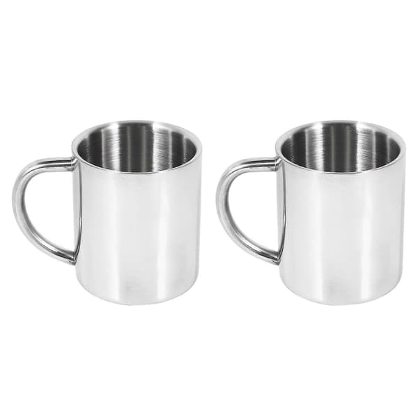 2x Dubbla Lager Rostfria Kaffemuggar Tekopp Vinkopp Med Handtag Skållningssäker Mjölkmugg Dri