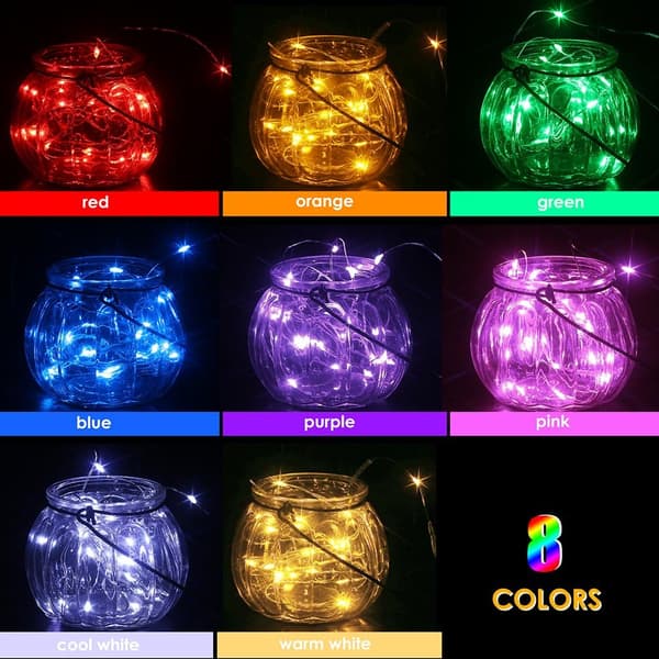 8-pak 2,2 m 20 LED batteridrevne Fairy Lights Mini Kobber
