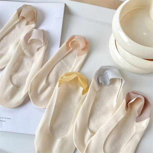 3 Par Ice Silk Sokker Bådstrømper LYSEGRÅ Light grey