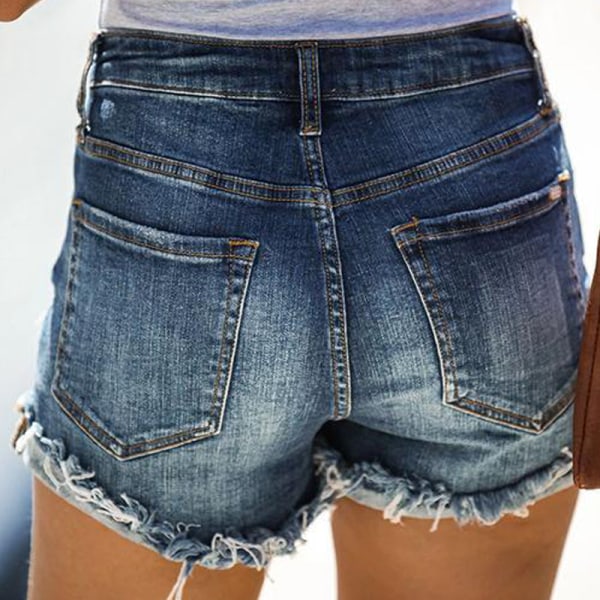 Kvinnor Denim Rolled Short Jeans Lighht Blue XL