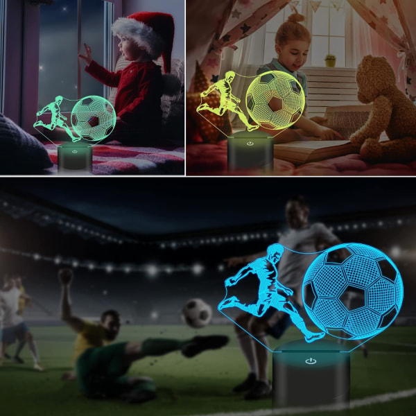 Fotbollspresenter för barn, fotboll 3D Illusion Lampa Fotboll nära