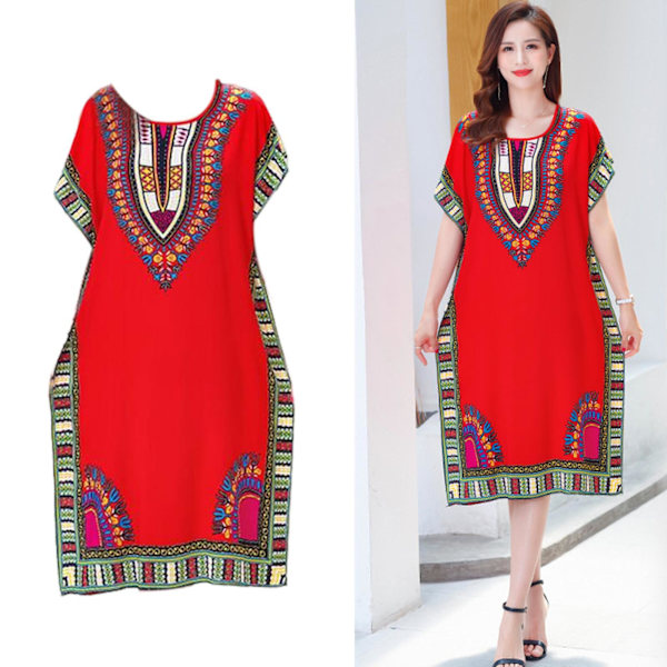 Dammode strandlovsklänning Boho Elegant etnisk klänning Red