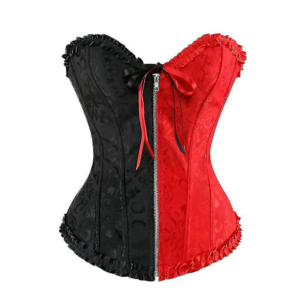 exiga naisten nörskorsetti Bustier Top Zip Vintage Brocade Korsetit Overbust Corselet laihdutusvaatteet Plus -6xl white S